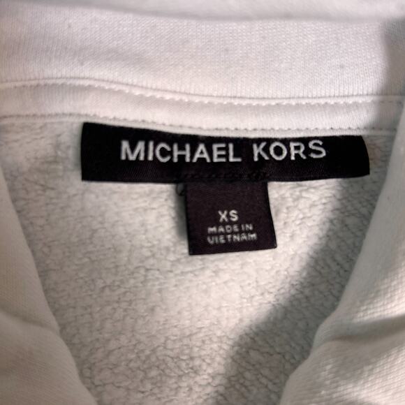 Michael Kors White Zip Up Logo Hoodie Mens XS Full Zip Comfort Soft Designer - Picture 4 of 7